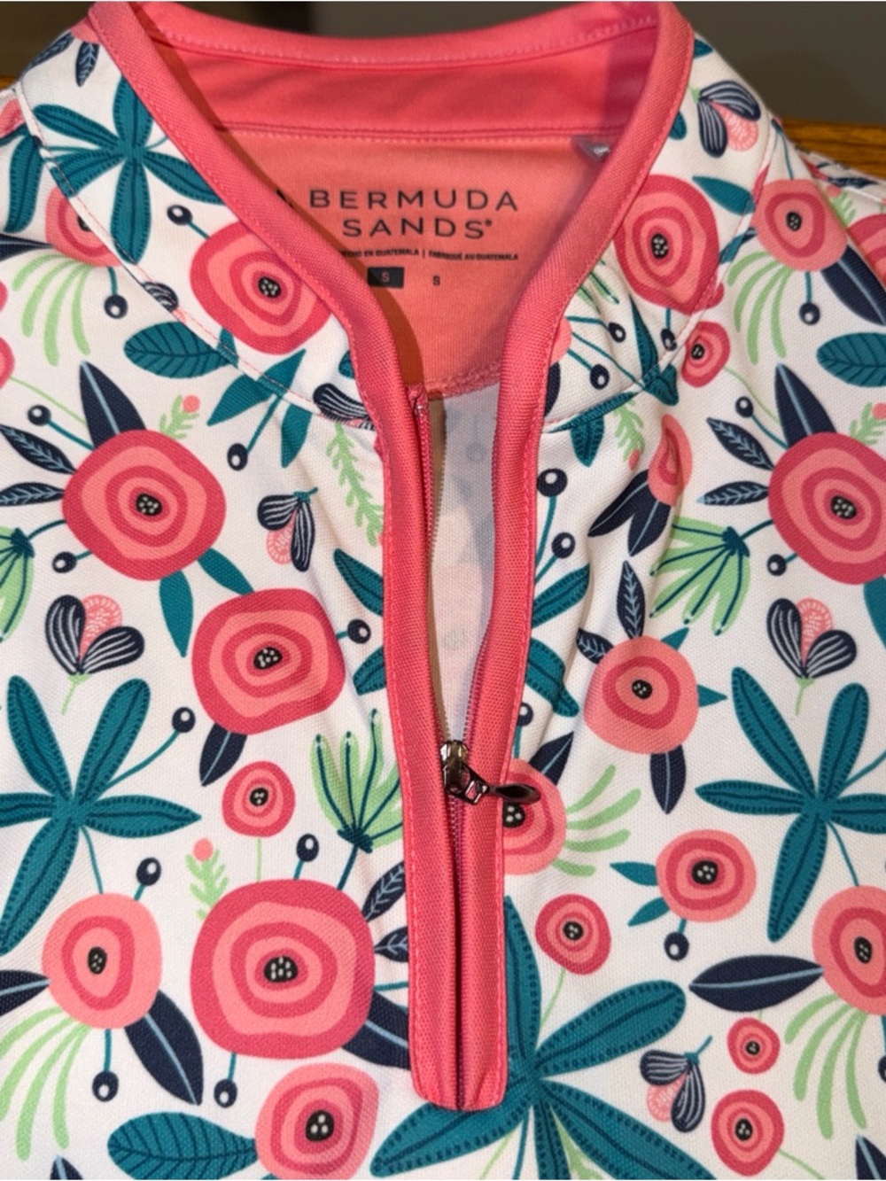 Bermuda Sands 1/4 zip SMALL Patterned Athletic Dress Tennis Golf Pickleball